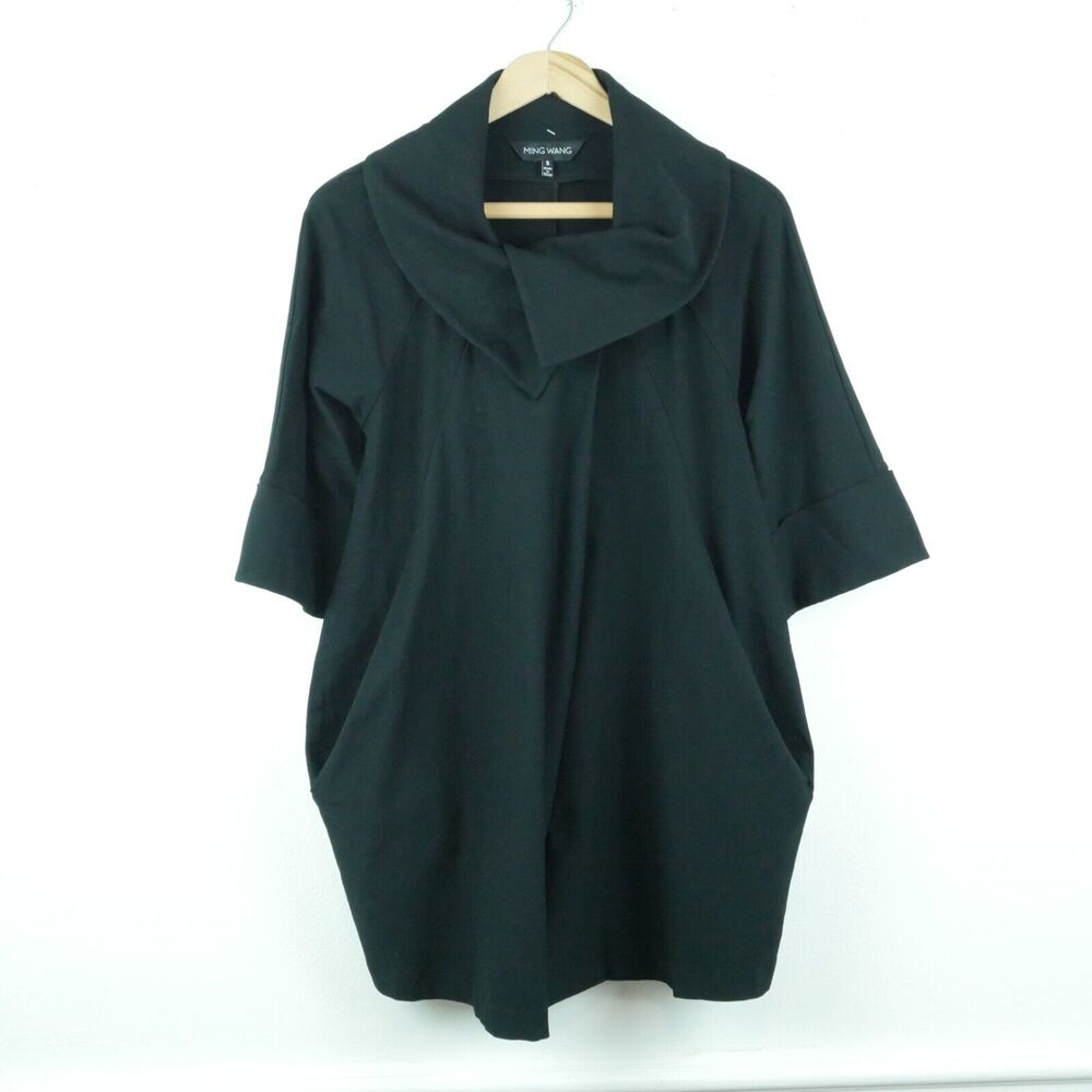 Ming Wang Small Jacket Black Cocoon Lagenlook‎ Artsy Minimal Lagom Modern